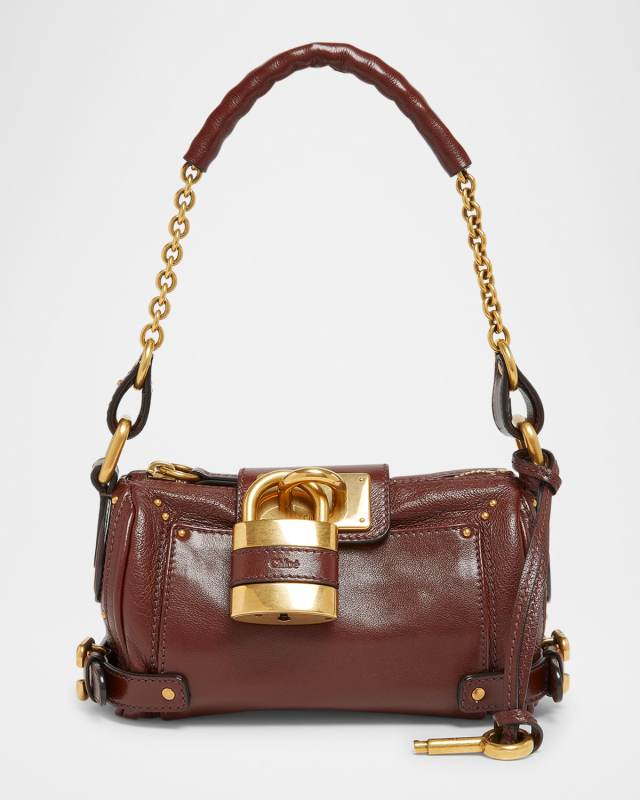 Paddington Rounded Padlock Shoulder Bag in Leather